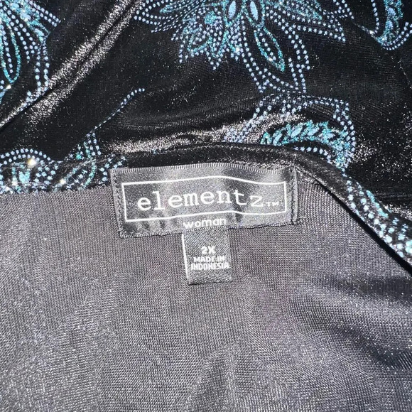 Elementz, 2X,jacket Cami sparkle crush velvet jewel button loop neckline close - Picture 10 of 10